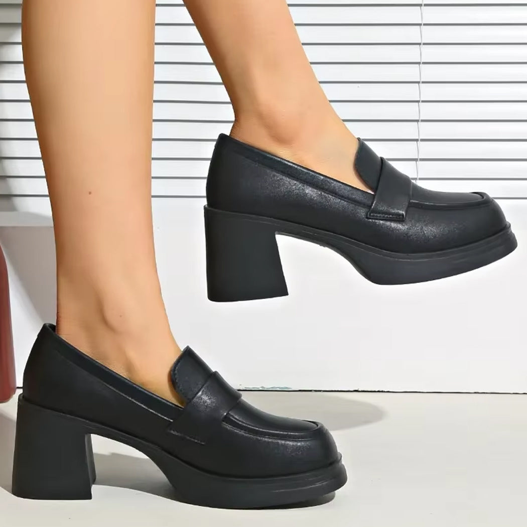 Loafer met hak in kunstleer voor dames