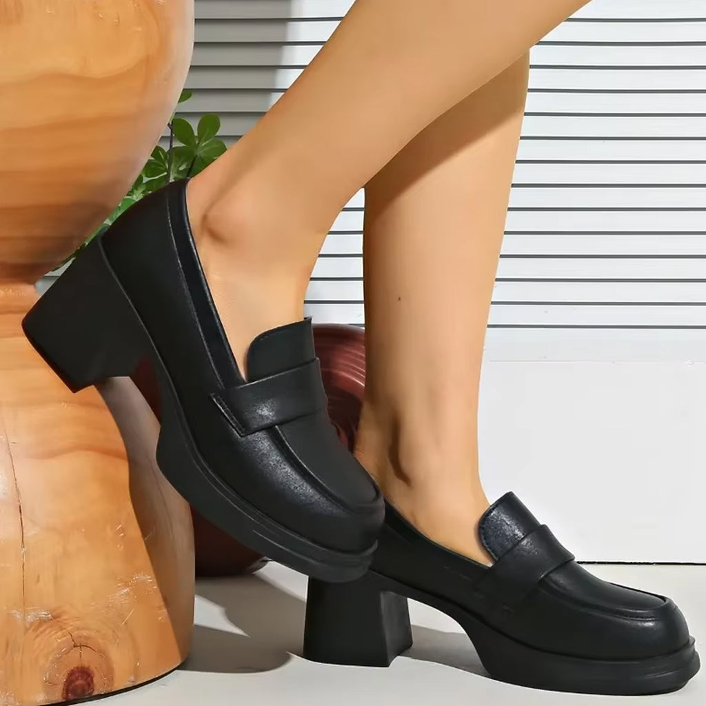 Loafer met hak in kunstleer voor dames