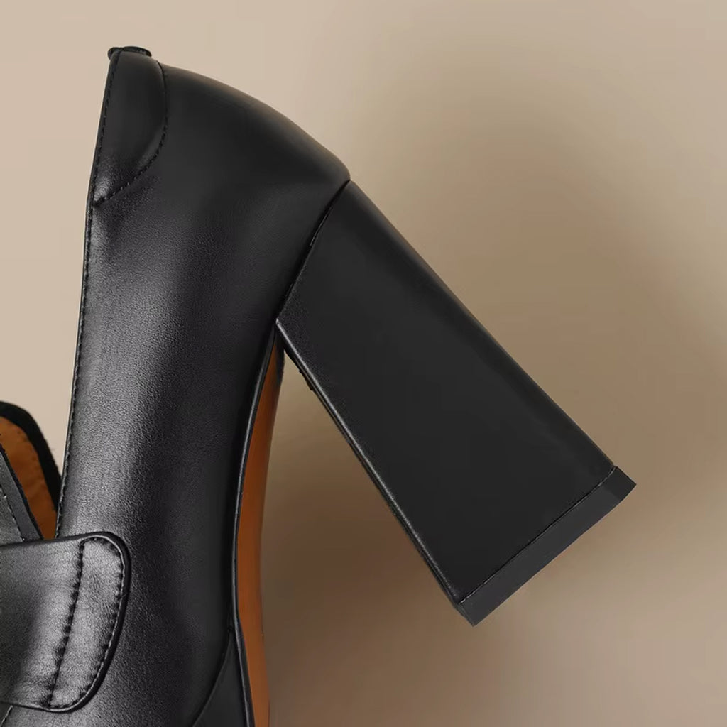 Loafer met hak in leer voor dames