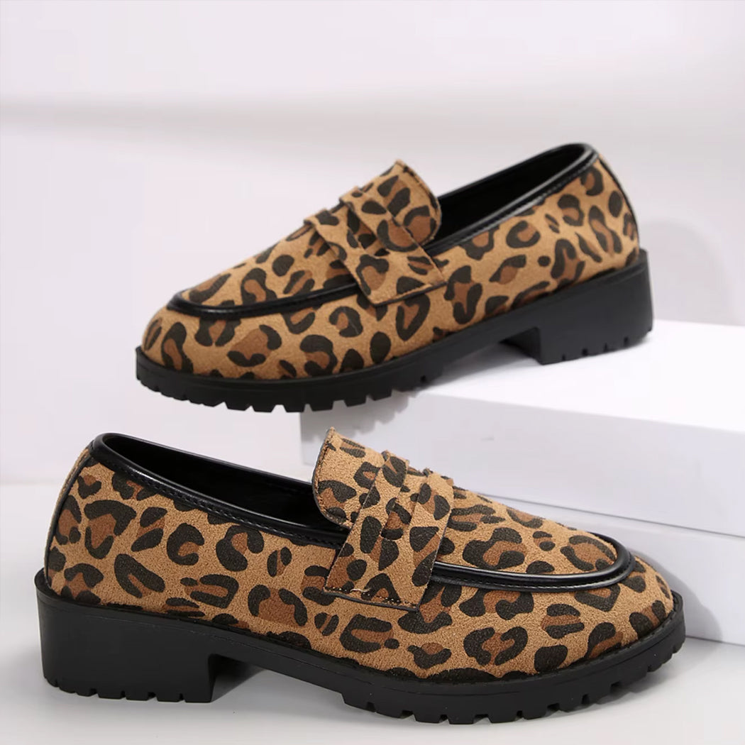 Leopard loafers met dikke zolen voor dames