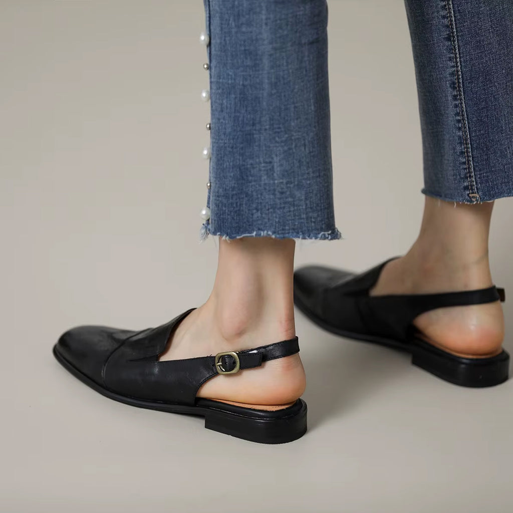 Lederen loafer mule voor dames