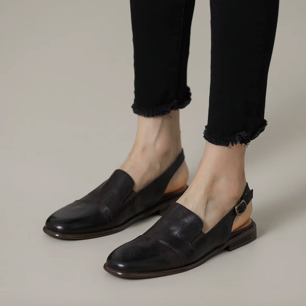 Lederen loafer mule voor dames