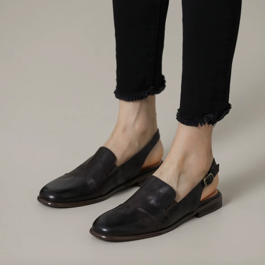 Lederen loafer mule voor dames