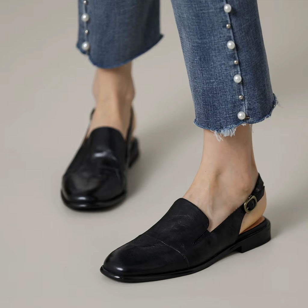 Lederen loafer mule voor dames