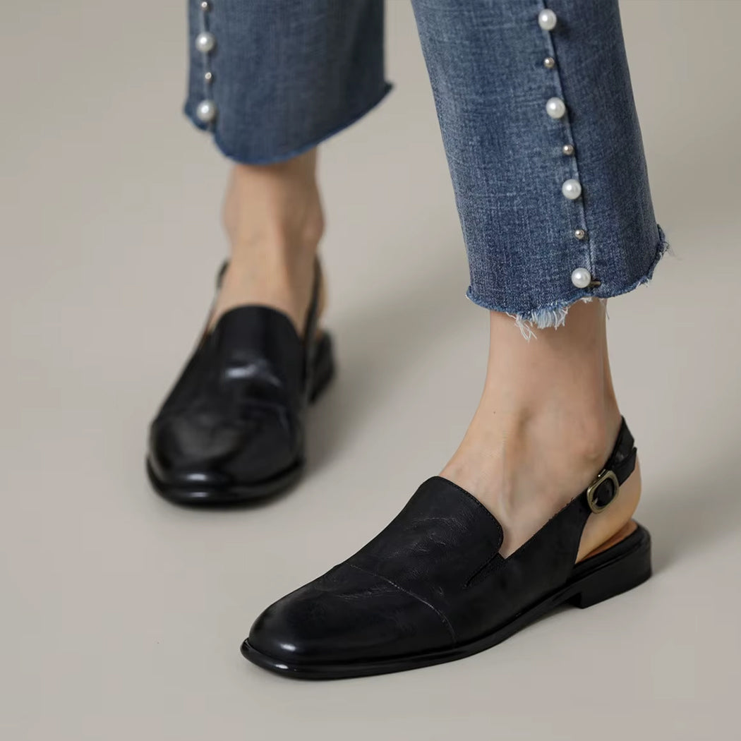 Lederen loafer mule voor dames