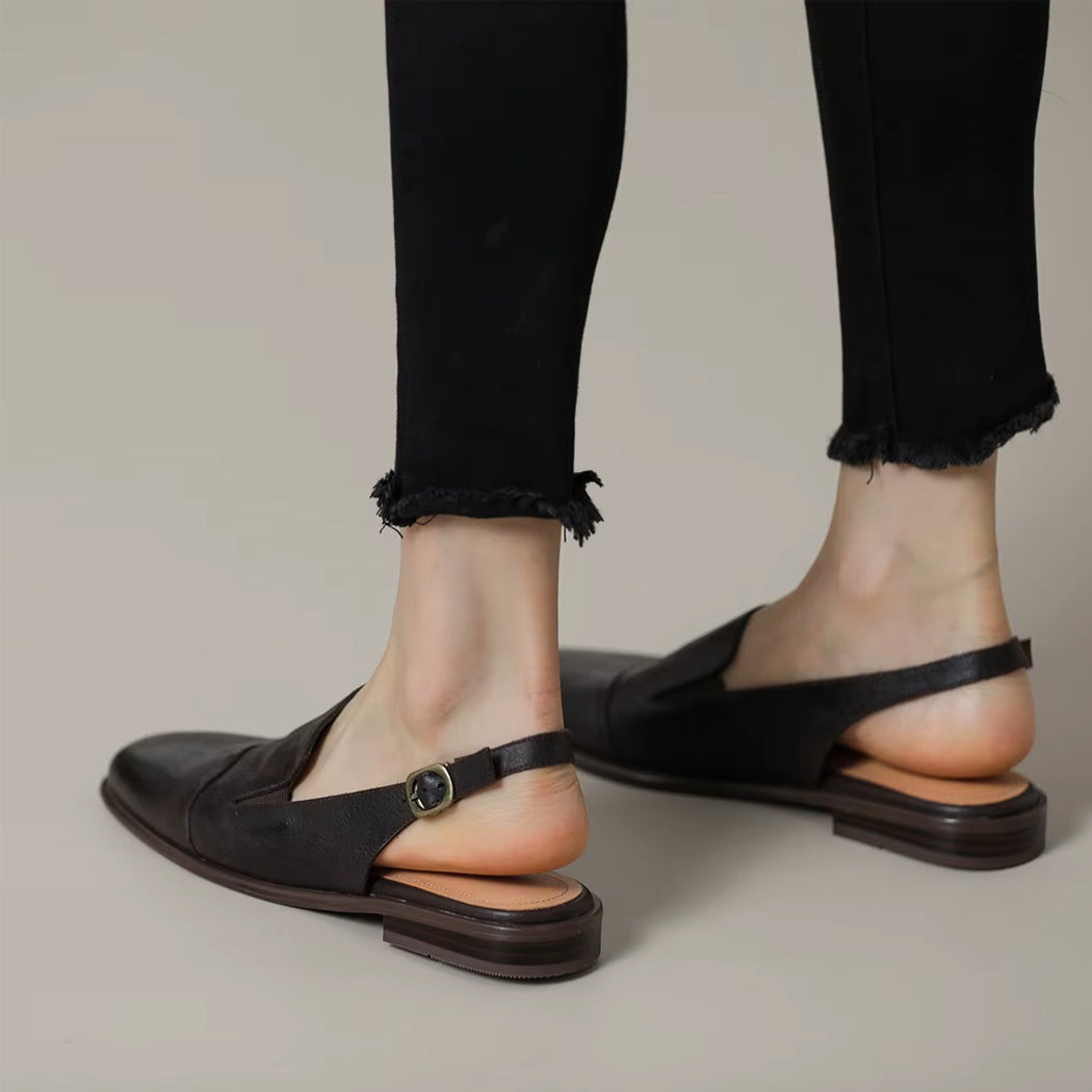 Lederen loafer mule voor dames
