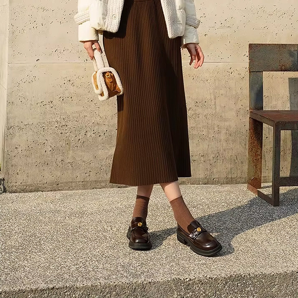Platform loafer met bloemdetails