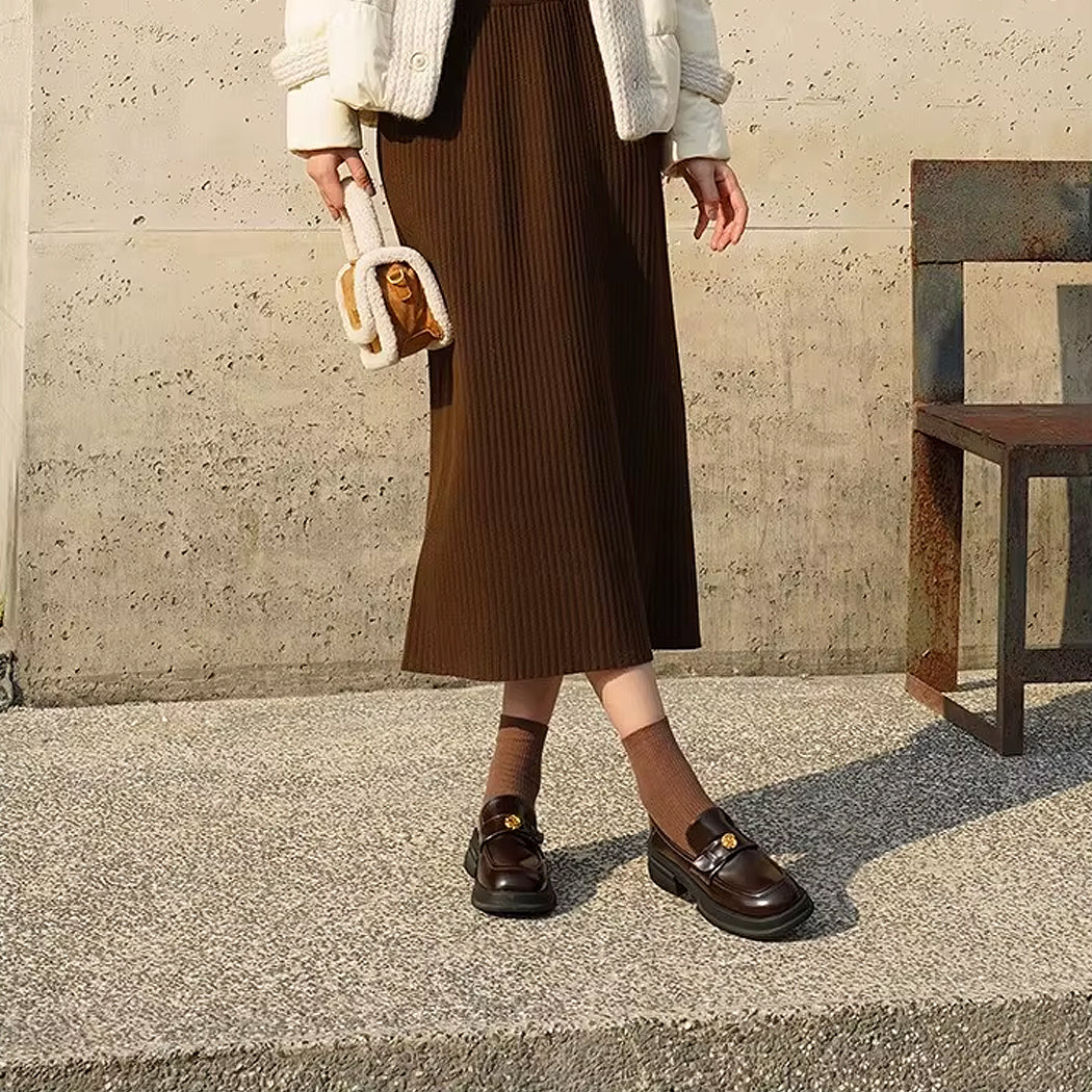 Platform loafer met bloemdetails