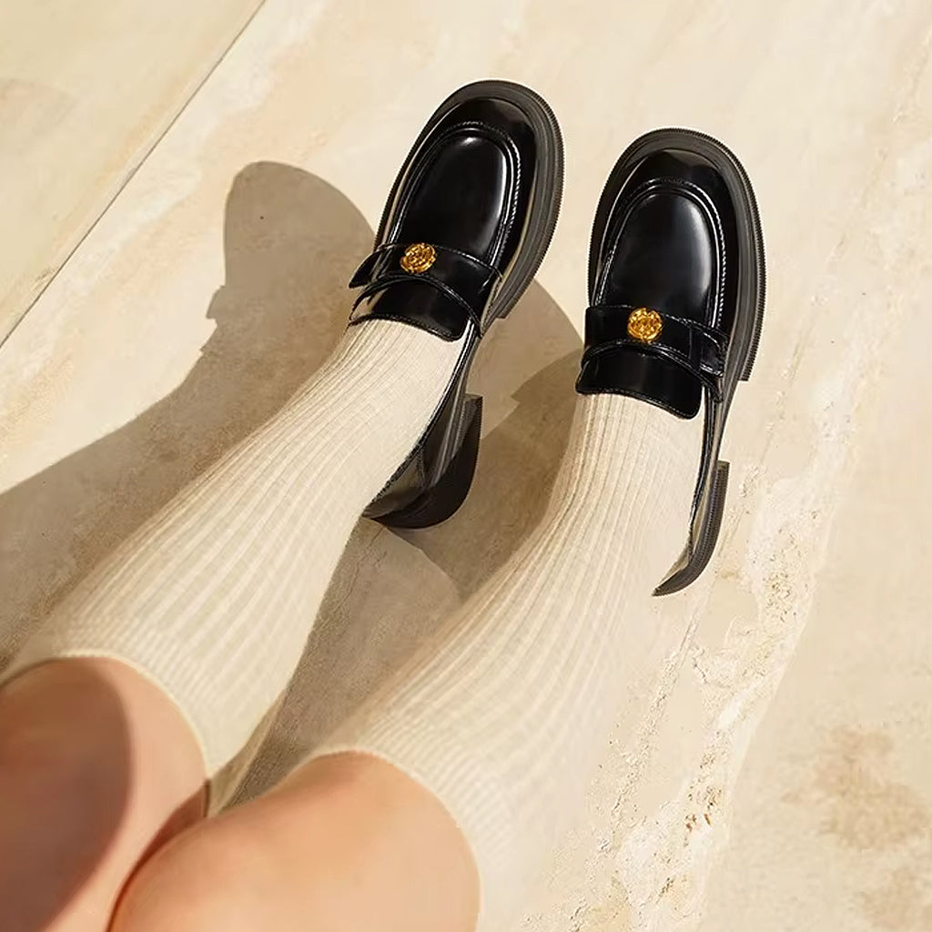 Platform loafer met bloemdetails