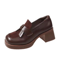 Plateau loafer met hak in vintage stijl, Bruin