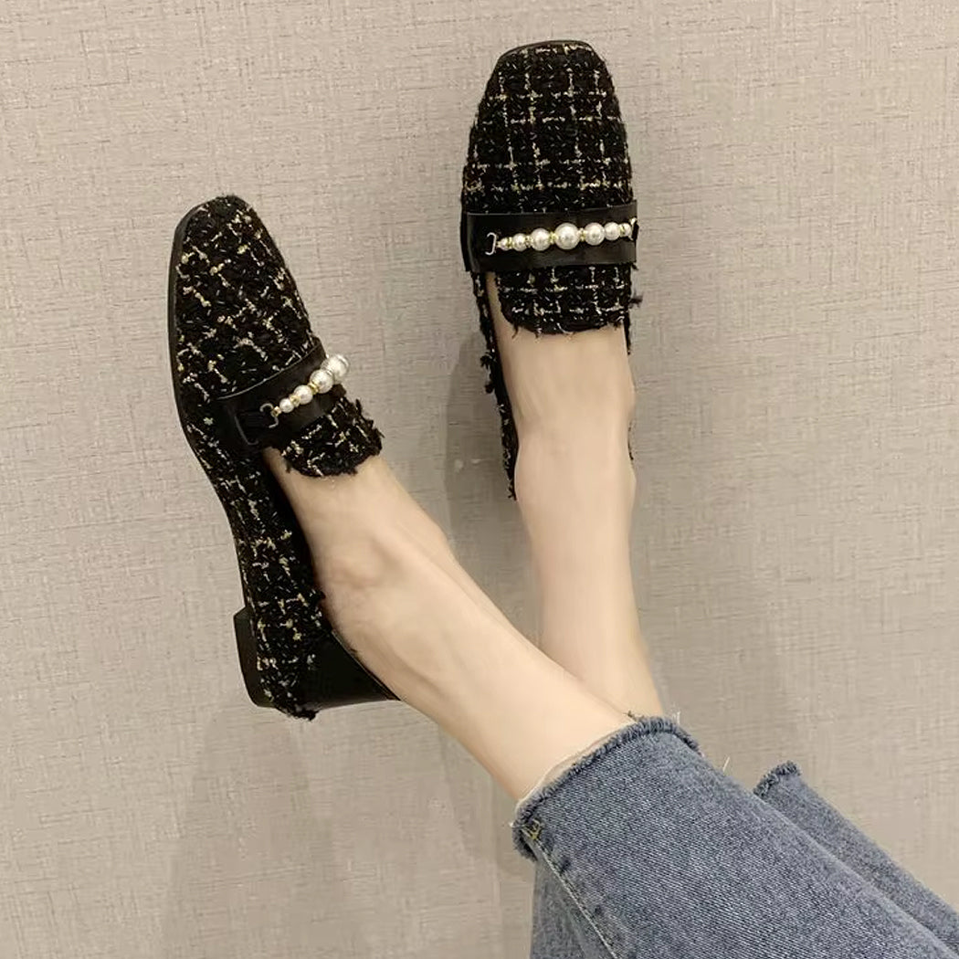 Elegante loafer in tweed en parels