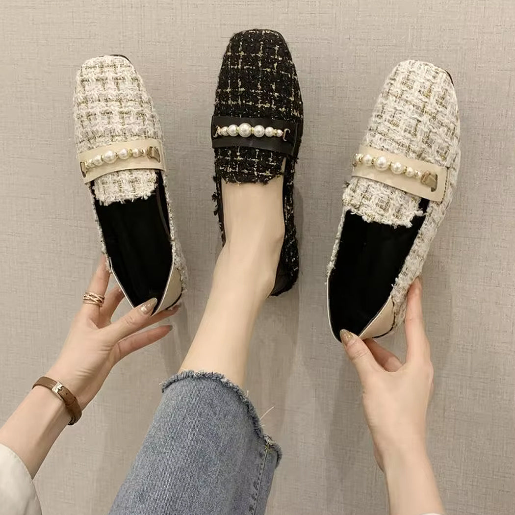 Elegante loafer in tweed en parels