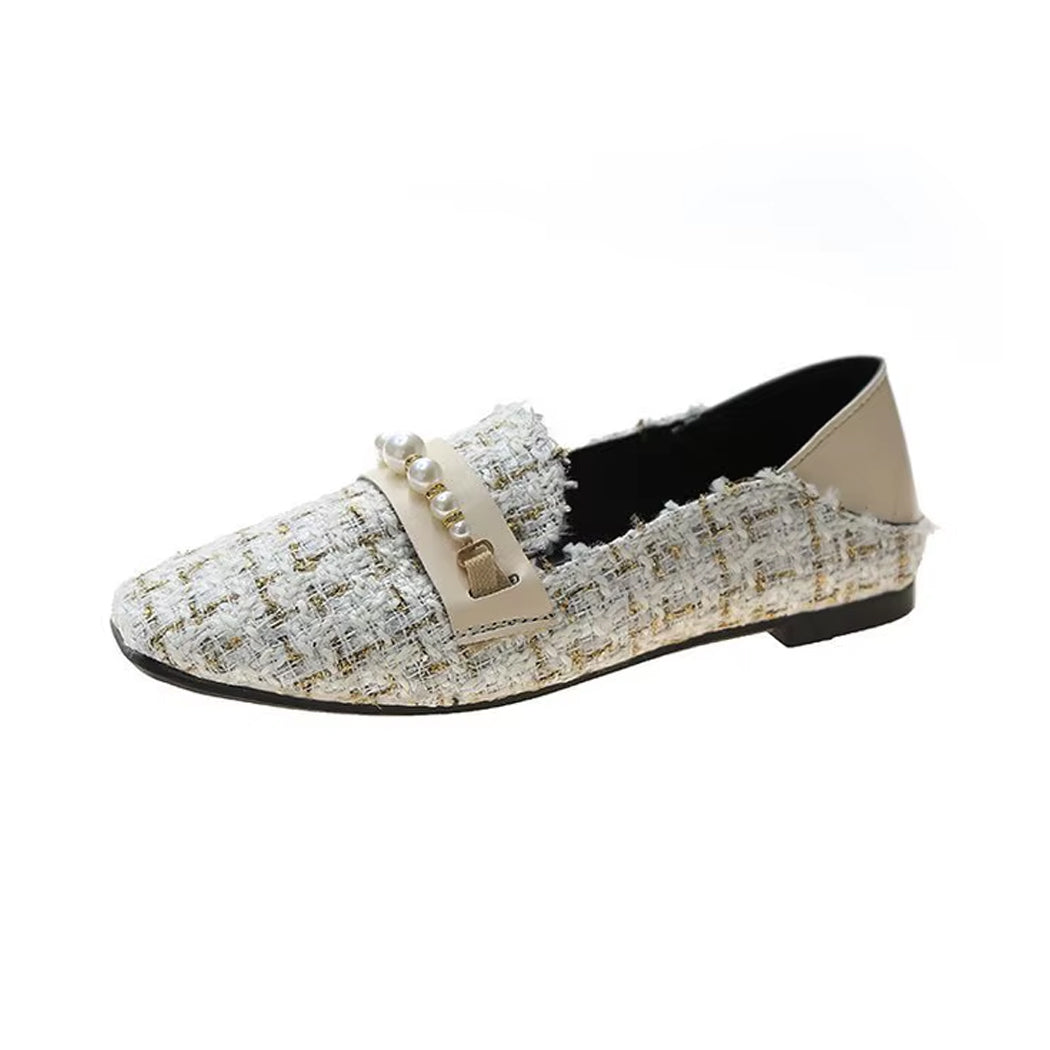 Elegante loafer in tweed en parels