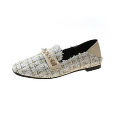 Elegante loafer in tweed en parels, Wit