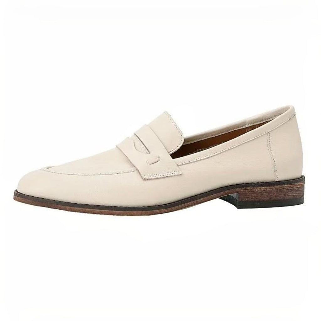 Beige loafers met bruine zool voor dames van echt leer