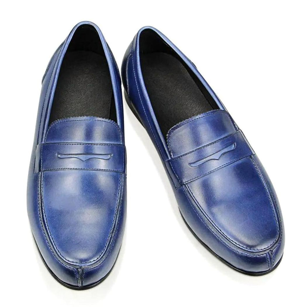 Blauwe loafers van echt leer voor heren