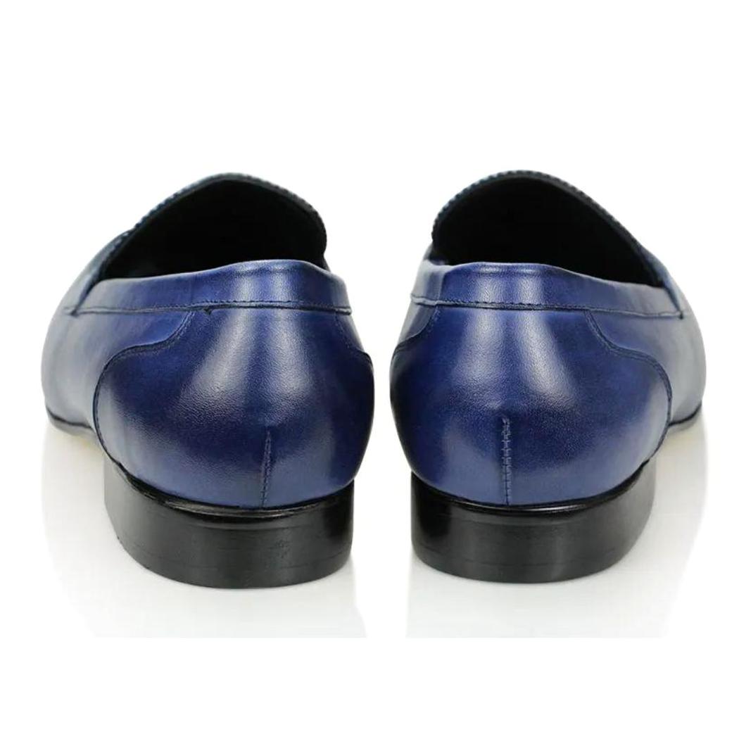 Blauwe loafers van echt leer voor heren