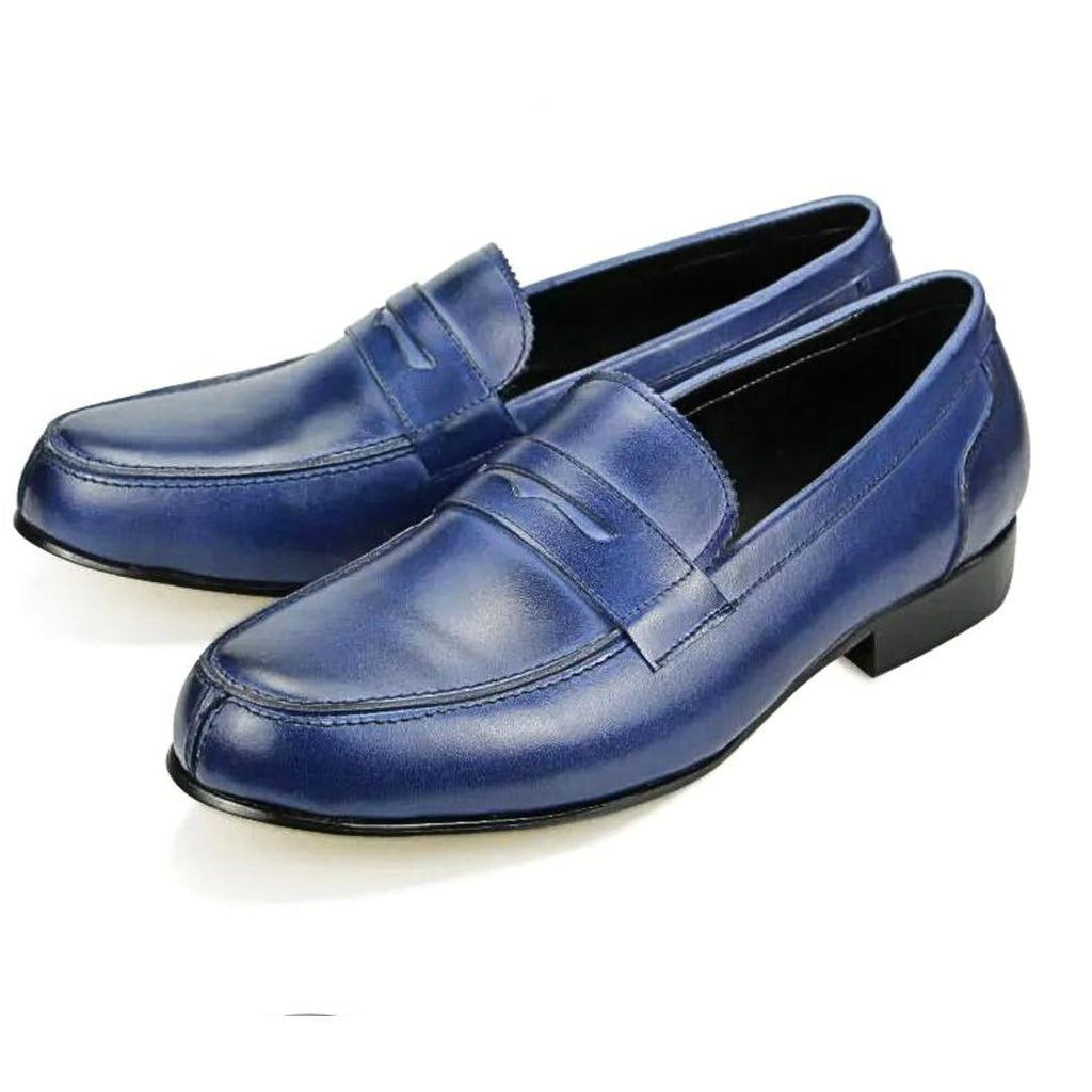 Blauwe loafers van echt leer voor heren