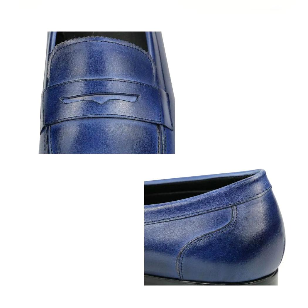Blauwe loafers van echt leer voor heren