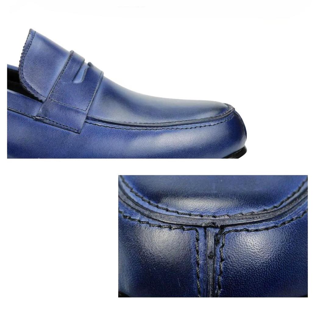 Blauwe loafers van echt leer voor heren