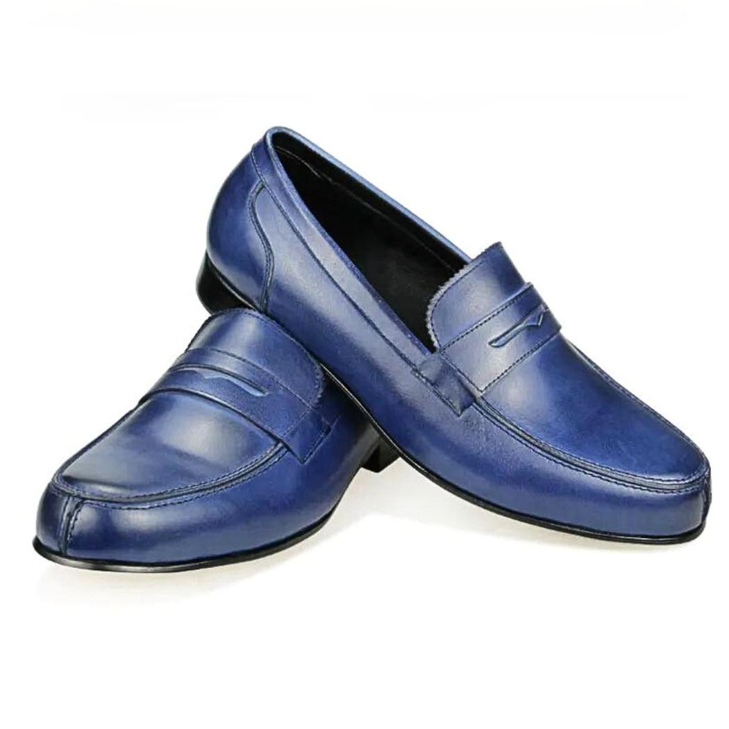 Blauwe loafers van echt leer voor heren