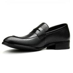 Loafers met puntneus van echt leer voor heren, Zwart