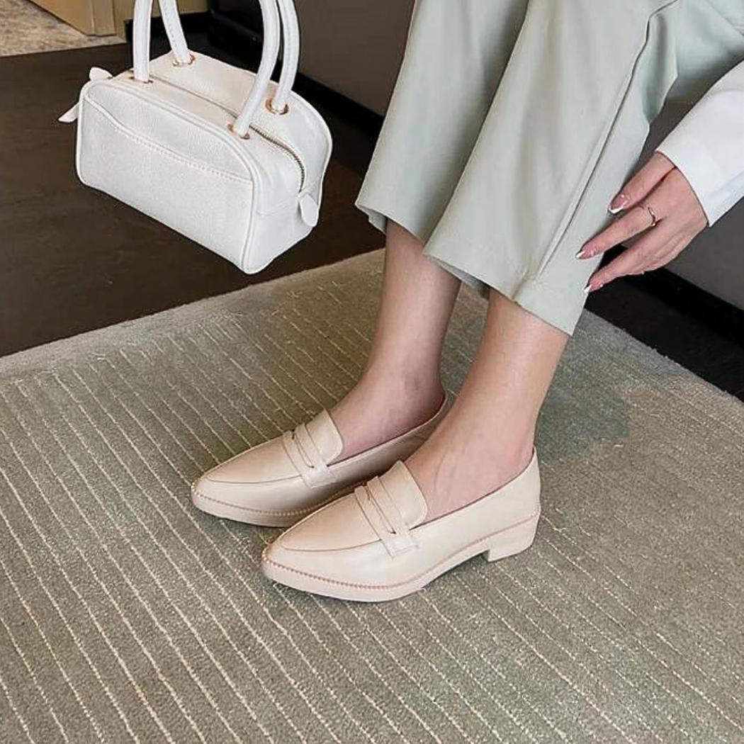 Loafers met vierkante hak en zool van synthetisch leer