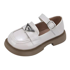Glanzende loafers met riempje voor meisjes, Wit