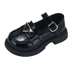 Glanzende loafers met riempje voor meisjes, Zwart