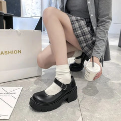 Chunky Mary Jane loafers met dikke zolen, Zwart