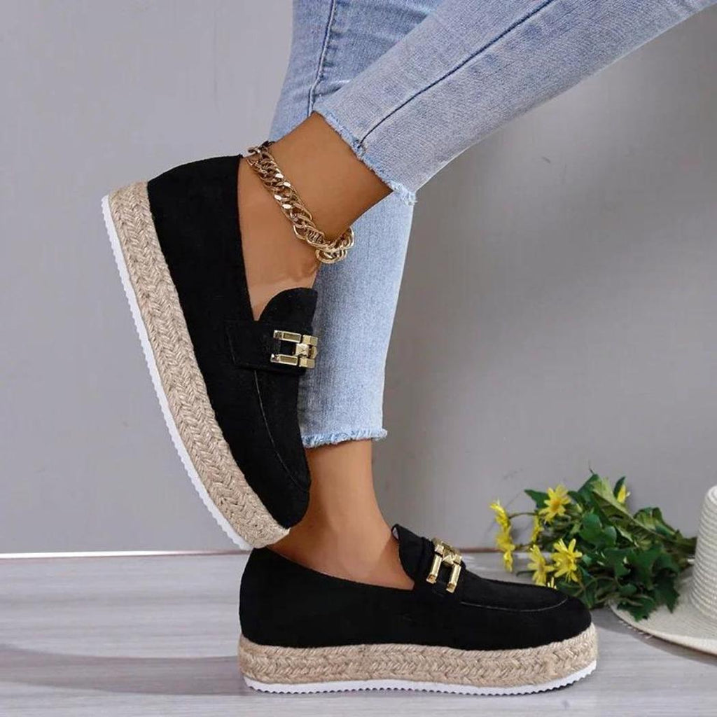 Plateau loafers van synthetisch suède voor dames