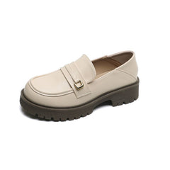 Platform leren loafers voor dames, Beige