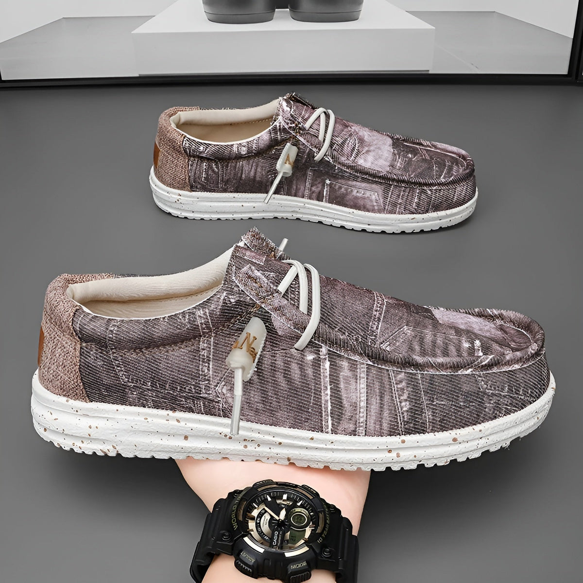Loafers voor heren met jeansmotief
