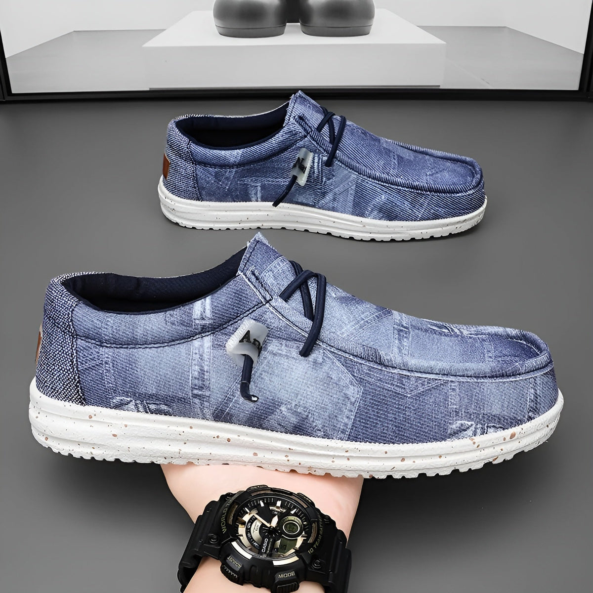 Loafers voor heren met jeansmotief