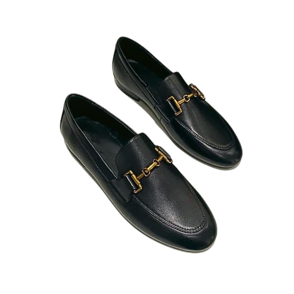 Dames loafers van echt leer, zwart of khaki