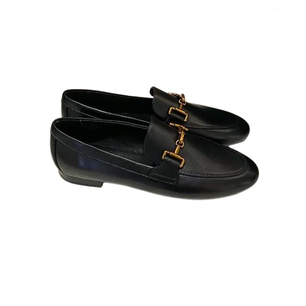Dames loafers van echt leer, zwart of khaki