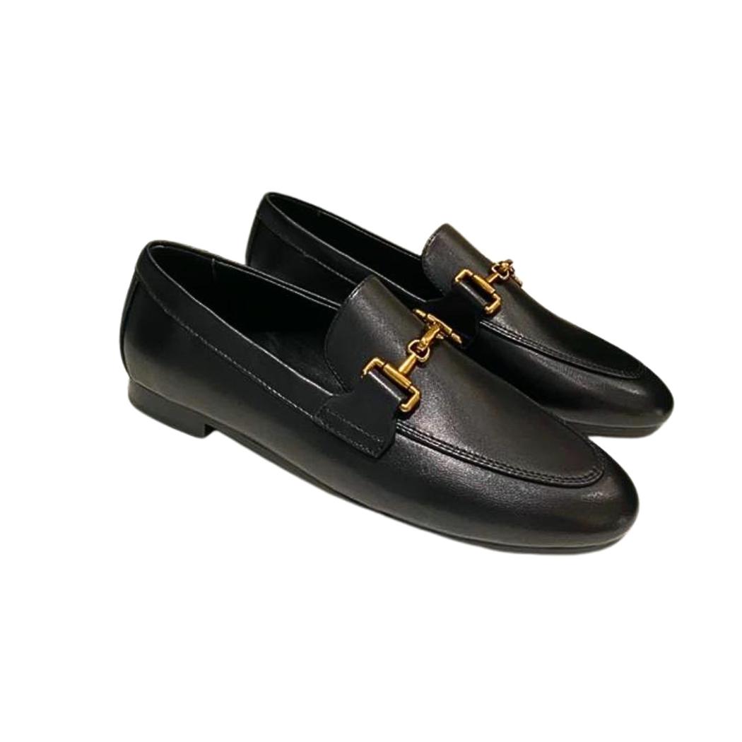 Dames loafers van echt leer, zwart of khaki