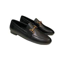 Dames loafers van echt leer, zwart of khaki, Zwart