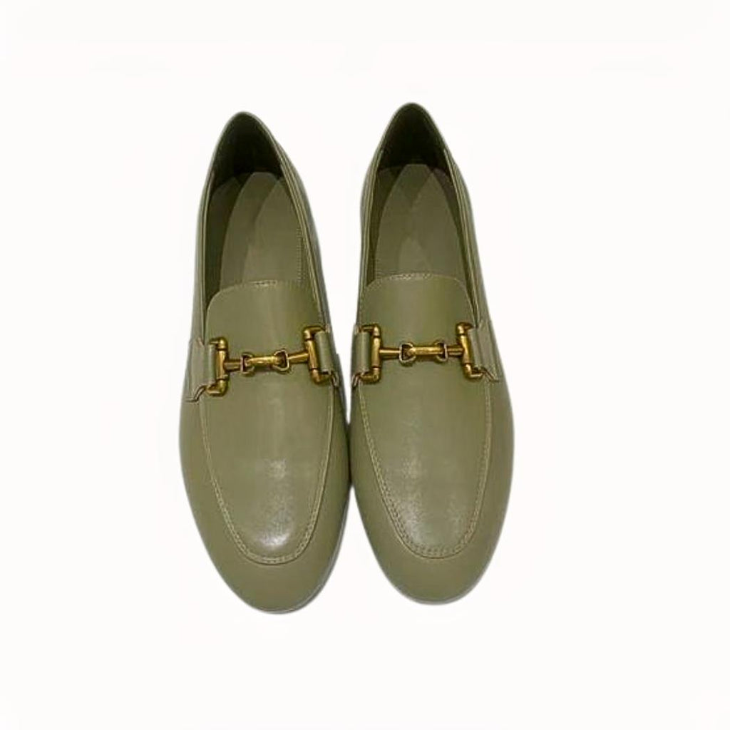 Dames loafers van echt leer, zwart of khaki