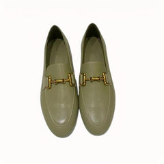 Dames loafers van echt leer, zwart of khaki, Khaki