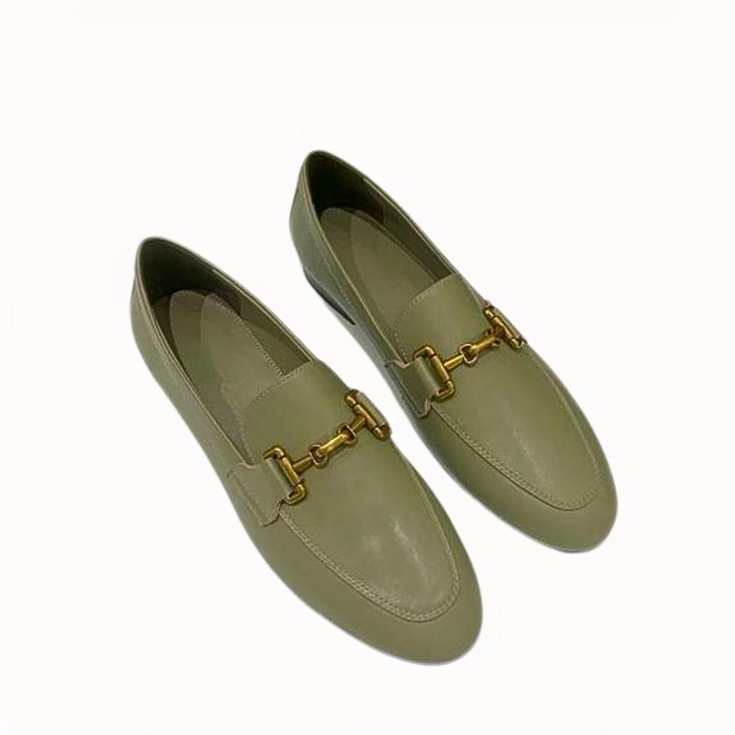 Dames loafers van echt leer, zwart of khaki