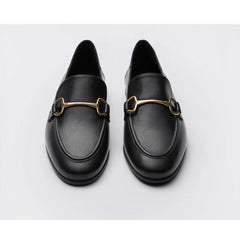 Dunne en lichte loafers in echt leer, Zwart
