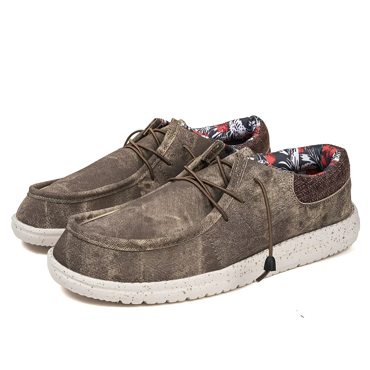 Heren loafers van stof met bloemenvoering