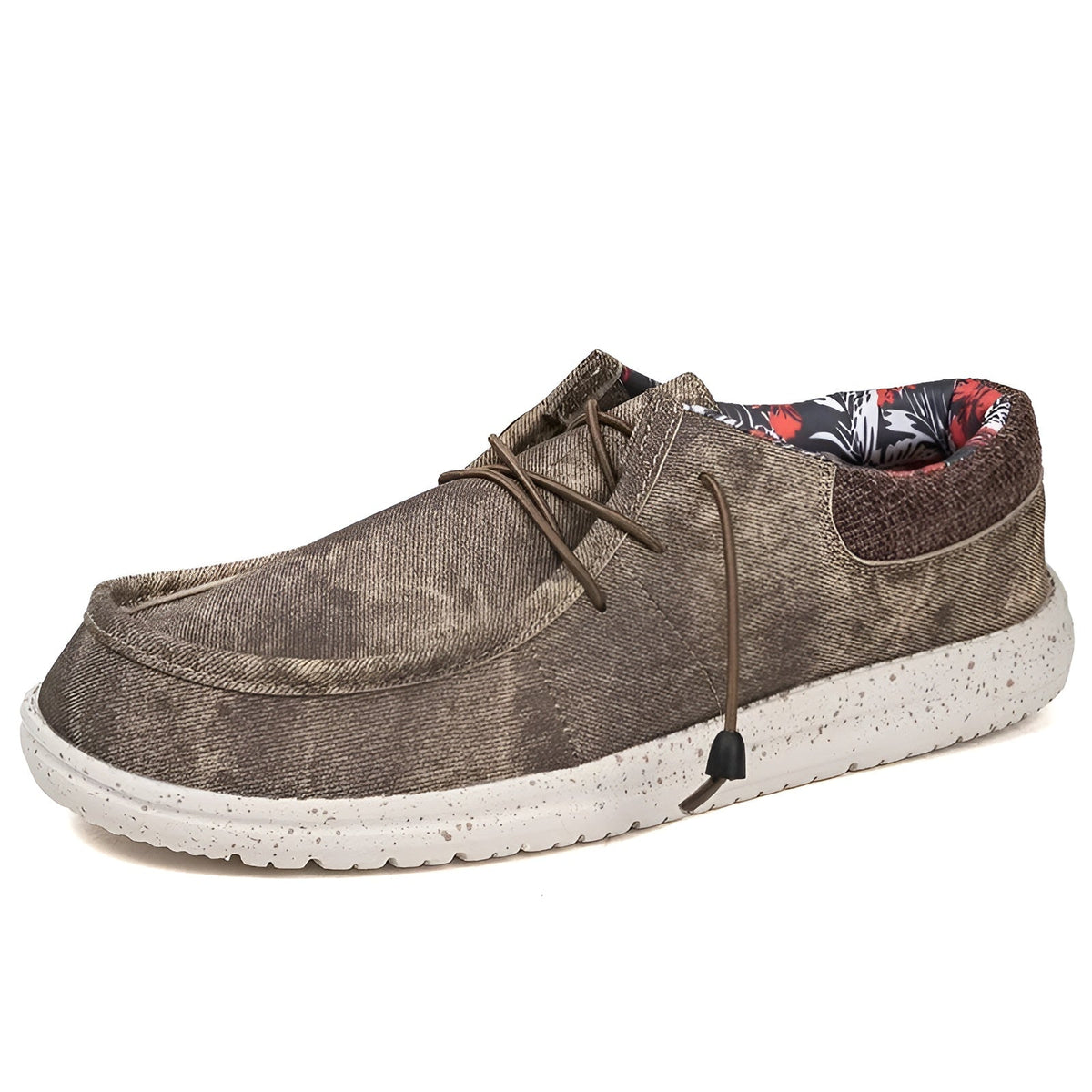 Heren loafers van stof met bloemenvoering