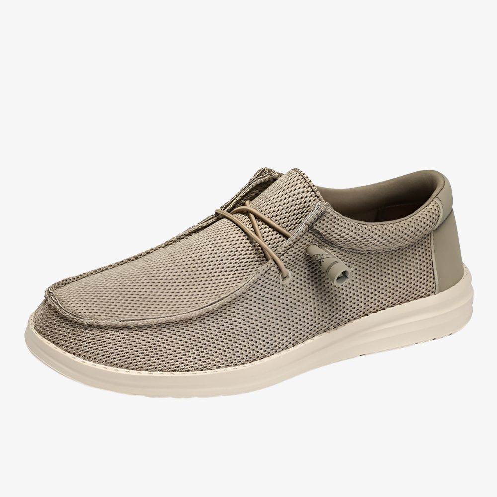 Loafers van lichtbruine stof zonder veters