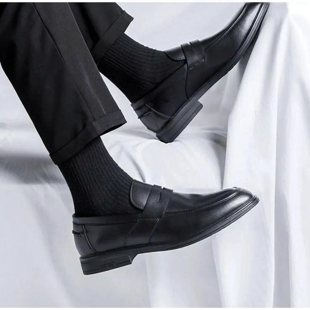 Zwarte klassieke heren loafers van synthetisch leer