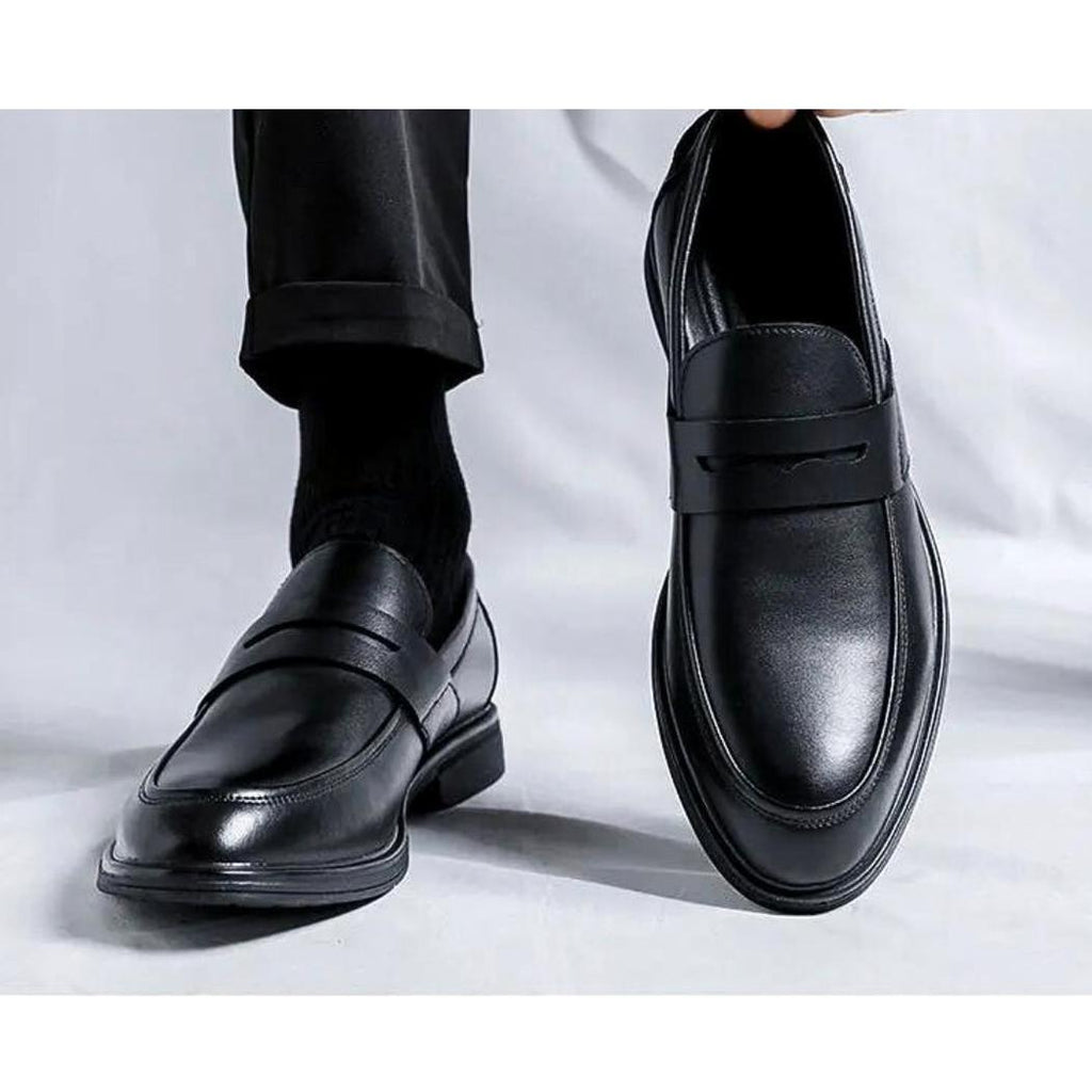 Zwarte klassieke heren loafers van synthetisch leer