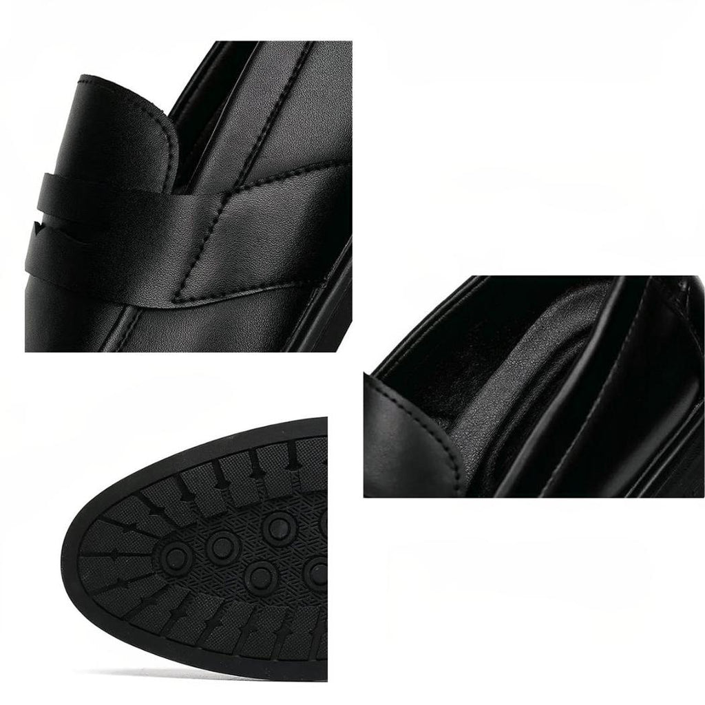 Zwarte klassieke heren loafers van synthetisch leer