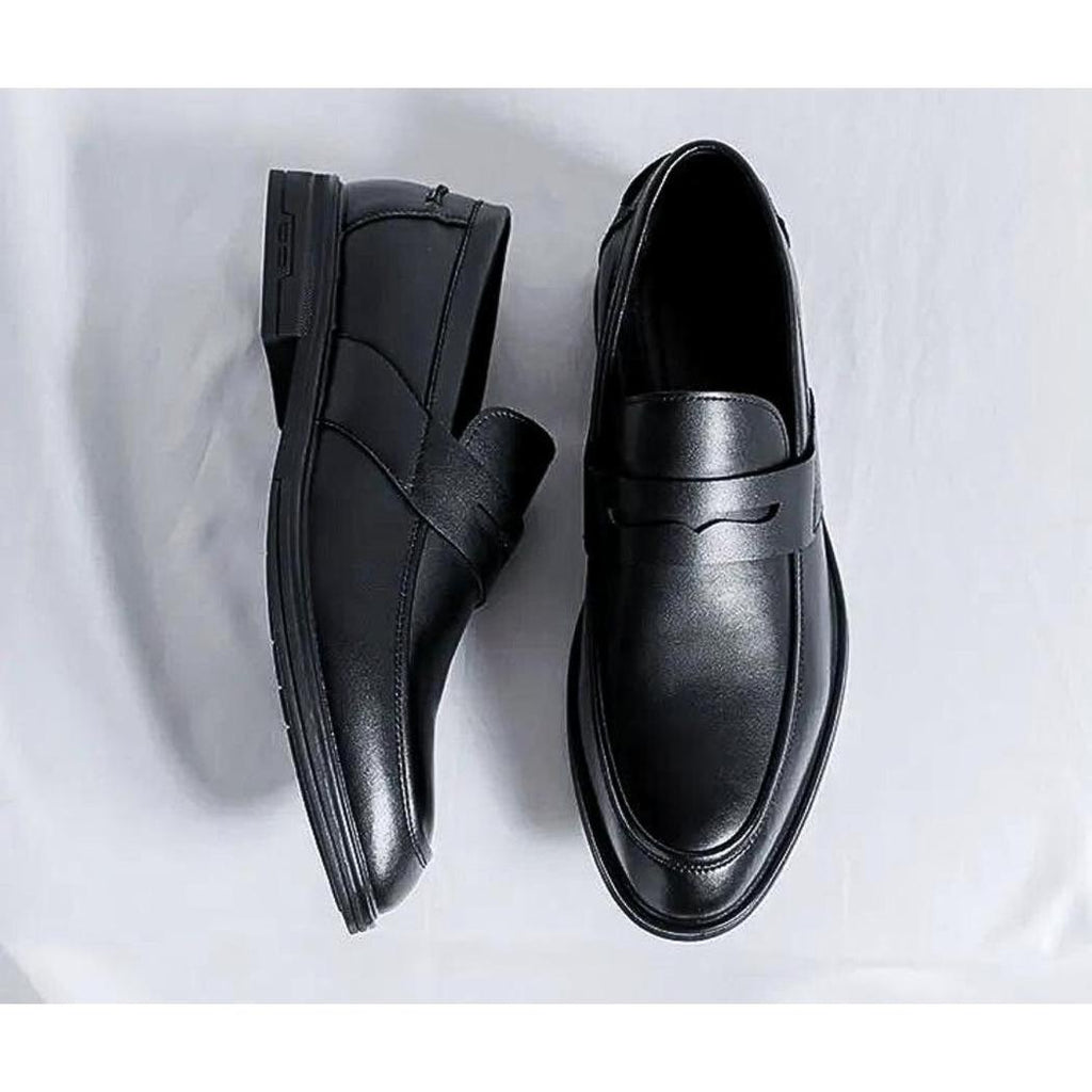 Zwarte klassieke heren loafers van synthetisch leer
