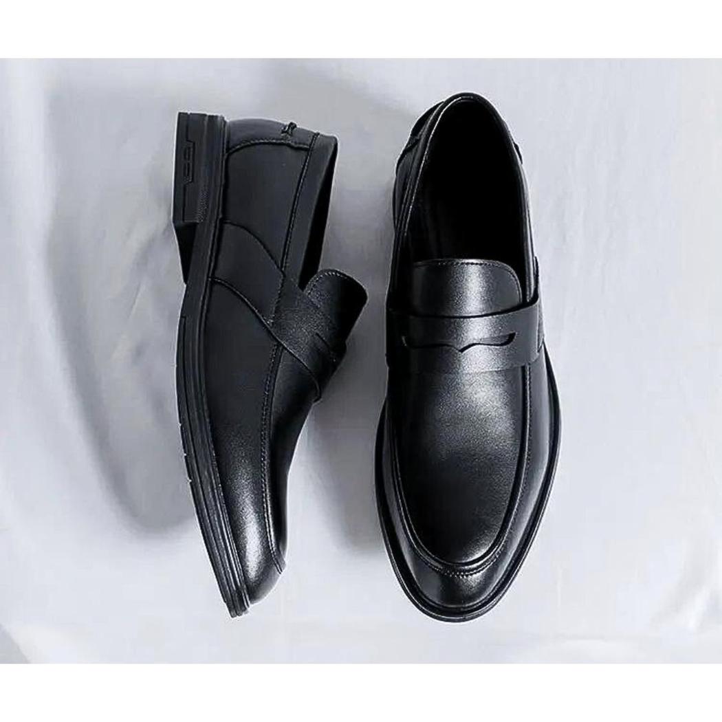 Zwarte klassieke heren loafers van synthetisch leer